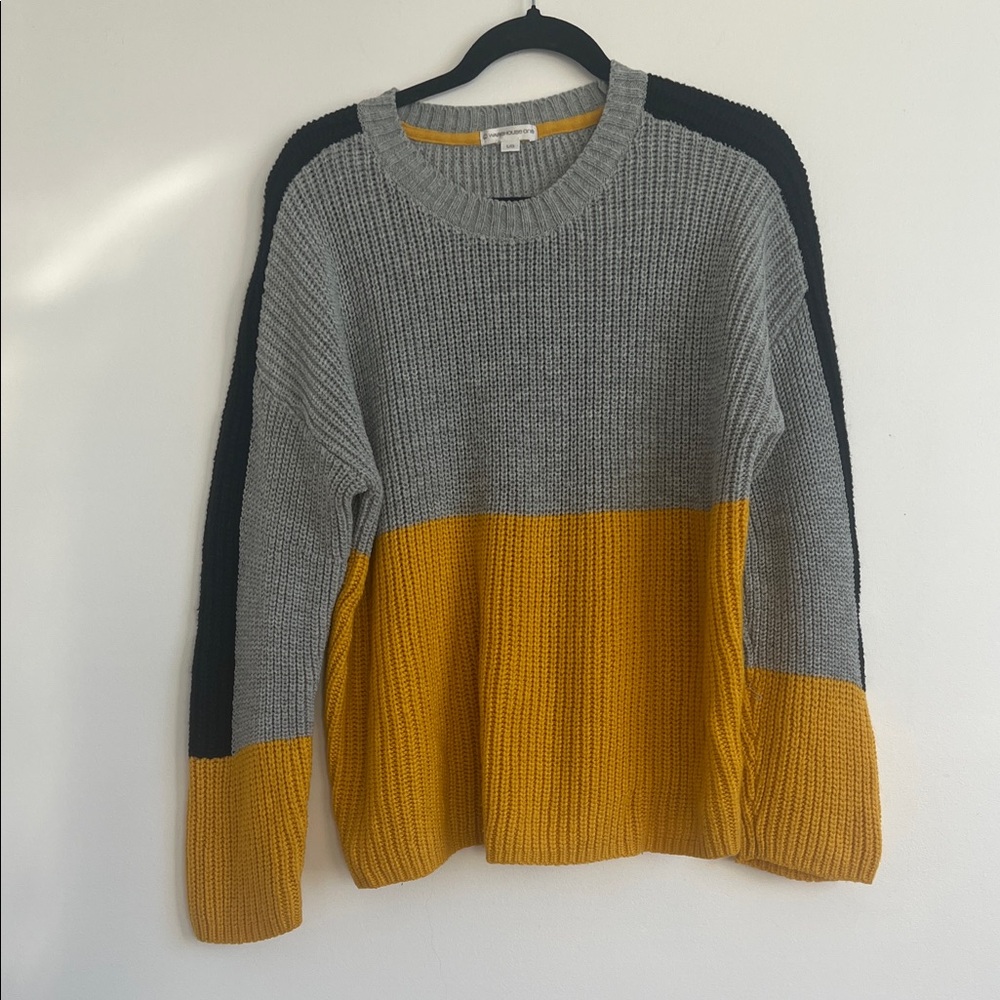 Gray and Mustard Crewneck Sweater